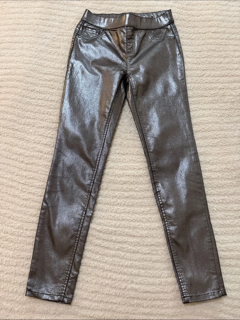 Justice pull on Metallic silver Girls' Jeans